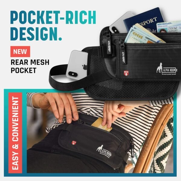 Money belt for travel - RFID slim passport holder men/women travel wallet hidden pouch under clothes to protect your information and money travel fanny pack for men/women bag travel essentials - Image 6