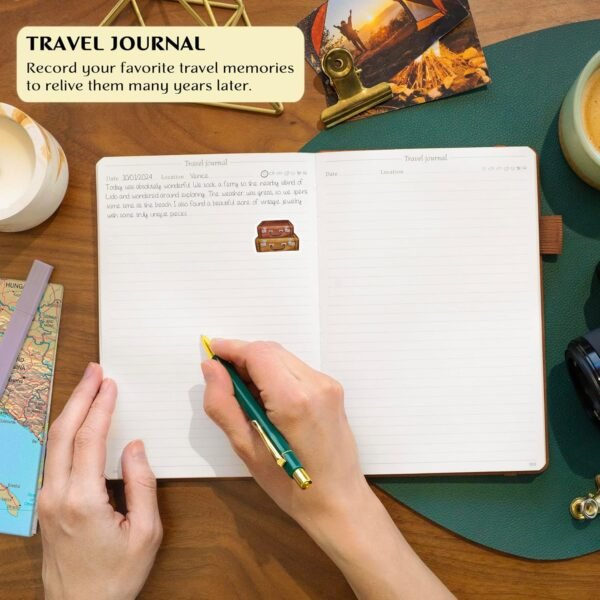 Legend Vintage Travel Journal – Traveling Diary & Photo Album for Men, Women & Family with Bucket List – Vacation Essentials (Brown) - Image 3