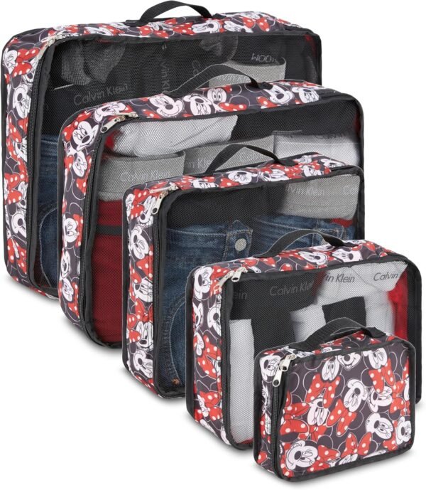 Disney Minnie Mickey Stitch Packing Cubes - 5 Piece Packing Organizer Set - Travel Essentials - Packing Cubes 5 Piece Set