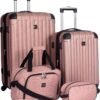 Travelers Club Midtown Hardside Luggage Travel, Rose Gold, 4-Piece Set