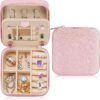 Parima Travel Jewelry Case for Women Girls, Initial Jewelry Box | Small Jewelry Box | Travel Jewelry Box for Women | Travel Jewelry Case | Travel Gifts for Women| Travel Jewelry Organizer - Pink