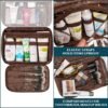 PAVILIA Hanging Toiletry Bag Women Men, Foldable Cosmetic Organizer Travel Bag, Water Resistant Makeup Bag Toiletries, Large Travel Essentials Kit (Dark Brown) - Image 5