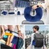 Inflatable Travel Neck Pillows for Airplanes, Long Flight Must Haves for Sleeping to Avoid Neck and Shoulder Pain, Comfortably Support Head and Neck for Flight, Car, Bus and Office (Blue) - Image 5