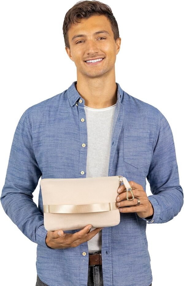 BlueHills Travel Blanket Pillow Compact Lightweight Pocket Size Airplane Traveling Essential Flight Trip Throw in Bag Portable Case Plane Accessory Beige L06 - Image 7