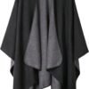 Urban CoCo Women's Color Block Shawl Wrap Open Front Poncho Cape
