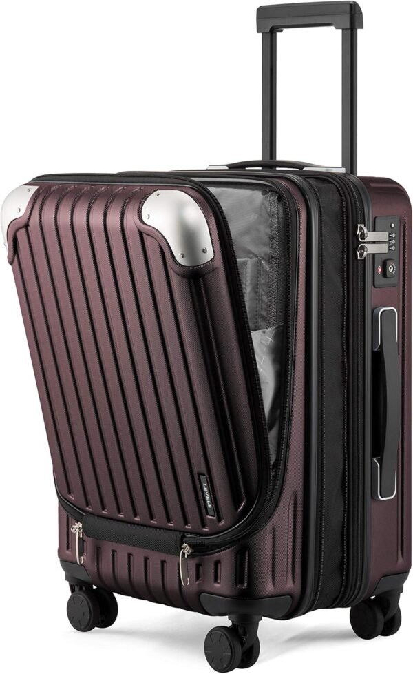 LEVEL8 Grace Carry on Luggage Airline Approved, 20” Expandable Hardside Suitcase with Wheels, Abs+Pc Harshell Spinner Luggage with Tsa Lock, Spinner Wheels - Red, 20” Carry-On
