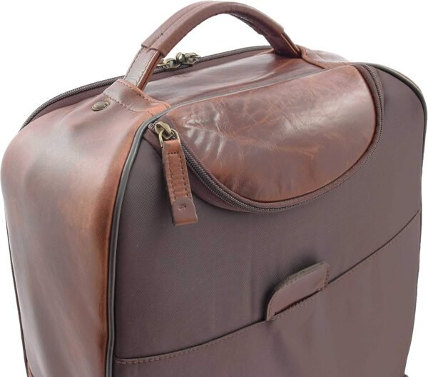 Wheeled Cabin Size Suitcase Real Brown Leather Luggage Travel Bag Trolley Carlos - Image 9