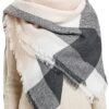 Wander Agio Womens Warm Blanket Scarf Square Winter Shawls Large Infinity Scarves Stripe Plaid Scarf