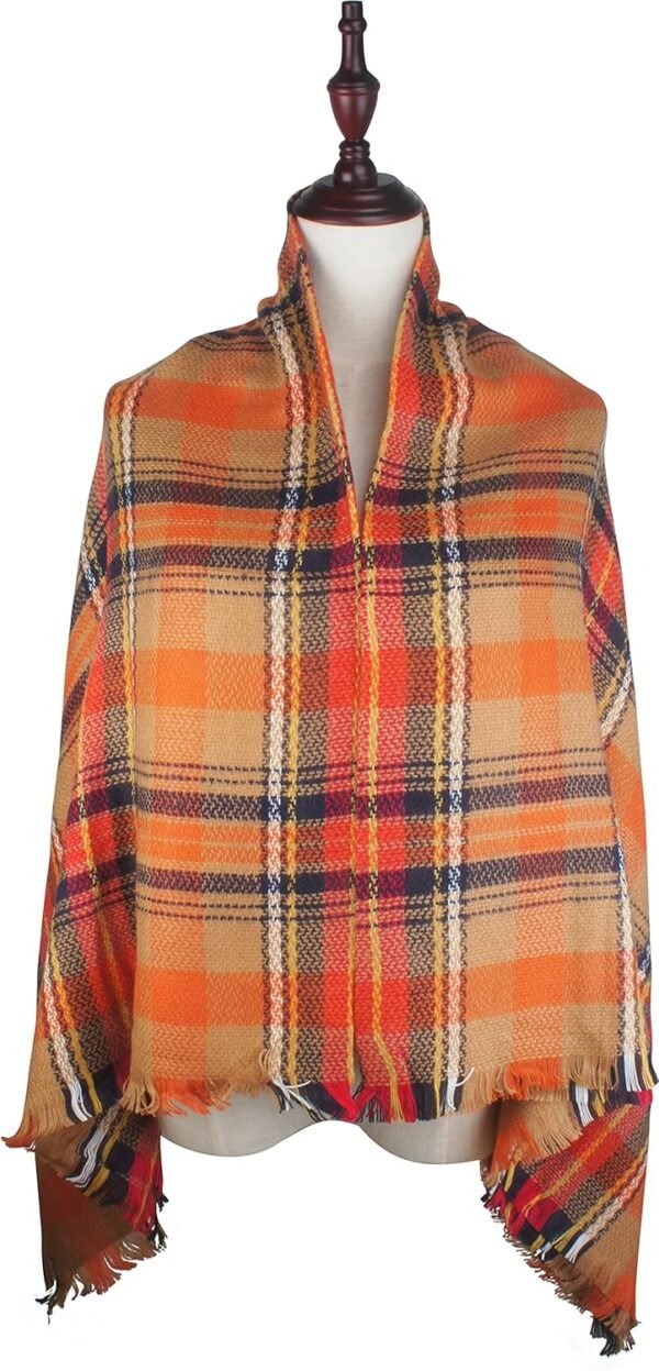 Women's Fall Winter Scarf Classic Tassel Plaid Tartan Warm Soft Chunky Large Blanket Wrap Shawl Scarves - Image 4