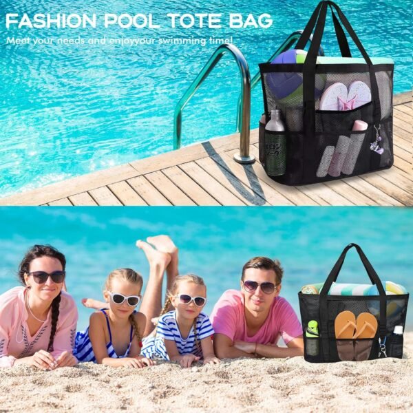 AURUZA Mesh Beach Bag Waterproof Sandproof Tote Bags Swimming Pool Bag Cruise Beach Essentials for Vacation Must Haves - Image 5