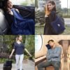 BlueHills Premium Soft Long Travel Blanket Pillow for Tall Airplane Flight Blanket Throw in Bag Case with Backpack Clip Compact Large Navy Blue T051 - Image 2