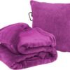 Well Traveled - 2 in 1 Fleece Travel Blanket with Stuffable Pillowcase, Airplane Travel Essentials, Portable Airplane or Car Blanket - Family Travel Necessities - Comfy Airplane Traveling Accessories