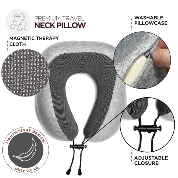 Homeify Airplane Neck Pillow Travel Pillow 100% Pure Memory Foam Travel Pillow, Comfortable & Breathable Cover, Machine Washable, - Image 4