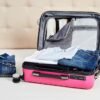 Amazon Basics Expandable Geometric Travel Luggage - 21.7-inch Suitcase With Four Spinner Wheels and Built-In TSA Lock, Pink - Image 6