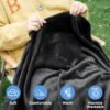 ATsense Travel Blanket Pillow, Premium 2 in 1 Soft Airplane Blanket Compact with Bag Pillowcase, Hand Luggage Sleeve and Backpack Clip - Travel Essentials for Long Trips, Flying and Car, Black - Image 3