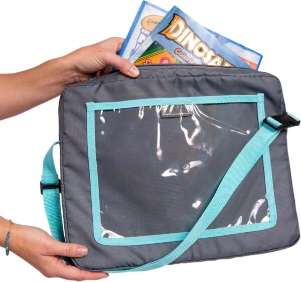 J.L. Childress 3-in-1 Travel Tray & iPad Tablet Holder, Car Seat Lap Tray for Toddlers & Kids, Grey/Teal - Image 9