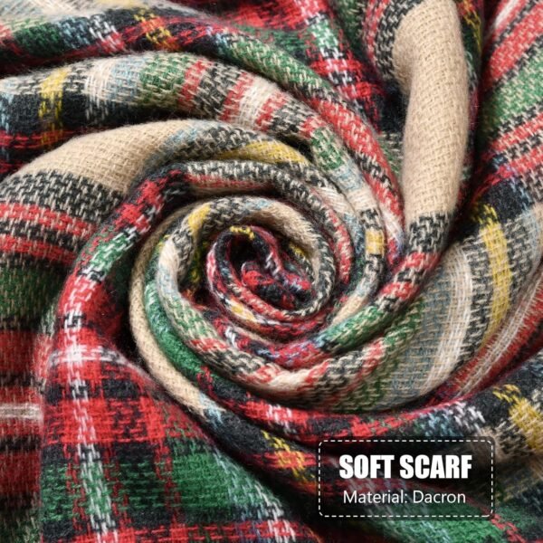 Women's Fall Winter Scarf Scarves for Women Gifts Plaid Blanket Scarf Soft Chunky Large Blanket - Image 5