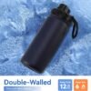 DOMICARE 16 oz Kids Water Bottle for School Stainless Steel Double Wall Vacuum Insulated Water Bottle with Straw lids & Spout Lid, Leakproof BPA Free (Navy,1) - Image 4