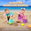 JOYIN Foldable Beach Bucket Set - 3 Packs Collapsible Toy Buckets with Shovels and Mesh Backpack for Kids Toddlers Party, Camping Gear, Travelling, Fishing Water Pail (Pink/Purple/Green) - Image 2