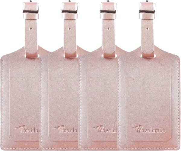 Travelambo 4 Pack Leather Luggage Tags for Suitcases Travel Tags