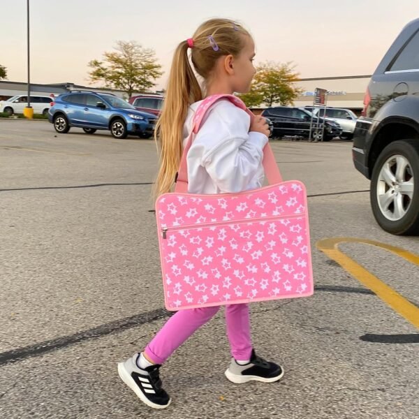 Kids Travel Tray for Toddler Car Seat, Lap Tray for Girl Activities with Dry Erase Board & Cooler Cup Holder, Road Trip Essentials Accessories with No-Drop Large Tablet iPad Holder Stand,Pink - Image 9