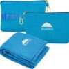 BlueHills Travel Blanket Pillow Compact Lightweight Pocket Size Airplane Traveling Essential Flight Trip Throw in Bag Portable Case Plane Accessory Teal Blue L03