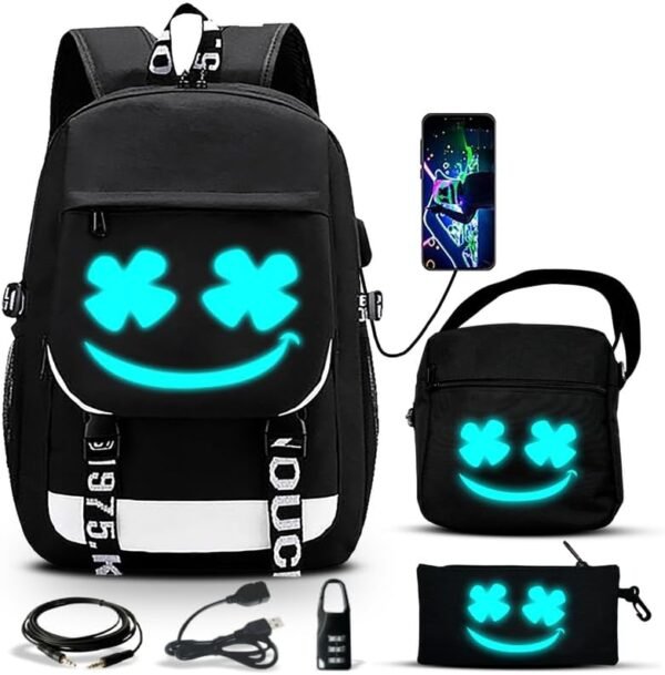 Kids Backpack Boys Anime Backpack Bookbag for Boys School Bag Boys Backpack 8-12 Years Old Middle School Travel Back Pack Teen with USB Charging Port Anti-Theft Lock Shoulder Bag Pensil Case