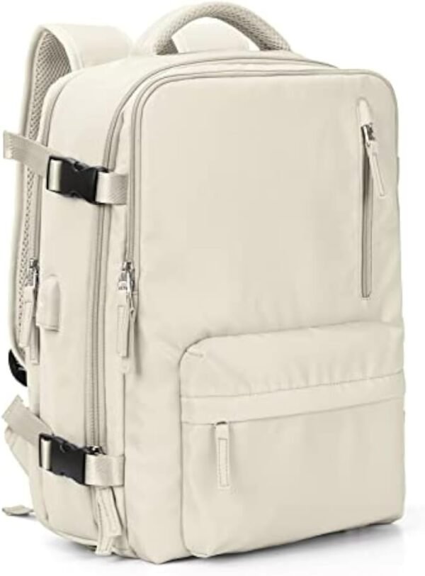 VGCUB Large Travel Work Business Backpack Carry on flight Approved 17 Inch Laptop Backpack for Women Men with Laptop Compartment Mochila de Viaje,Beige