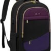 LOVEVOOK Laptop Backpack for Women,15.6 Inch Work College Travel Business Copmputer Backpack, Backpacks with USB Port,Waterproof Back Pack with Laptop Compartment for Teacher Nurse,Black-Purple-Blue