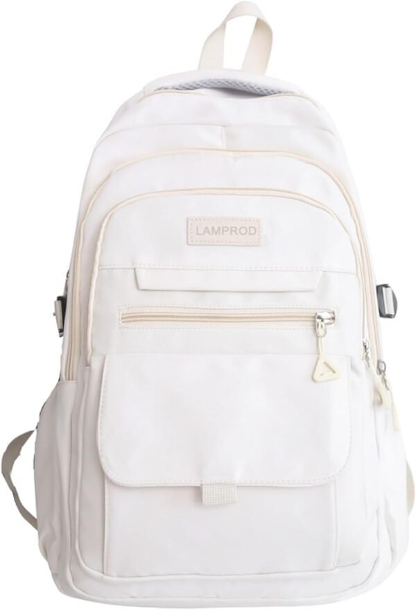 Cute Aesthetic Backpack Girls Backpack for School Large Capacity Bookbags College Backpack for Students Kids Teen Girls Laptop Bookbag Casual Travel Daypacks(White)