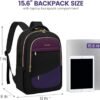 LOVEVOOK Laptop Backpack for Women,15.6 Inch Work College Travel Business Copmputer Backpack, Backpacks with USB Port,Waterproof Back Pack with Laptop Compartment for Teacher Nurse,Black-Purple-Blue - Image 5