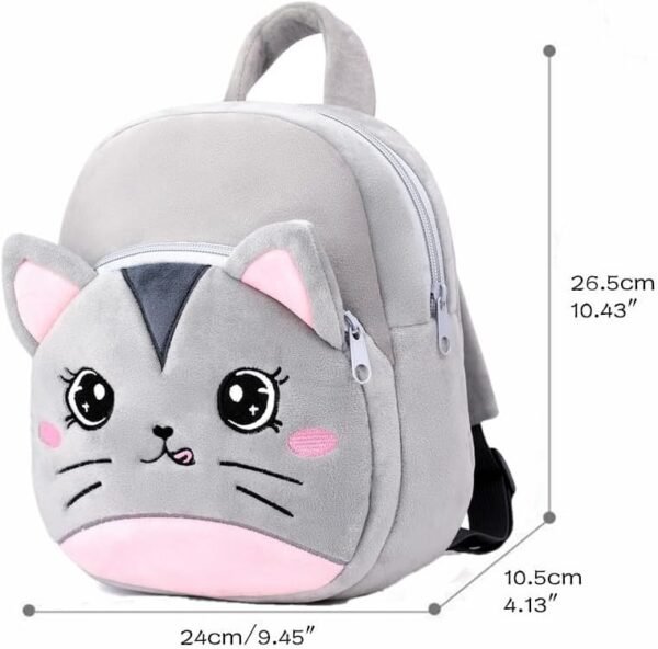 Cute Toddler Backpack Plush Animal Cartoon Mini Travel Daycare Bag for Baby Girl Boy 2-6 Years (Cat Grey) - Image 5