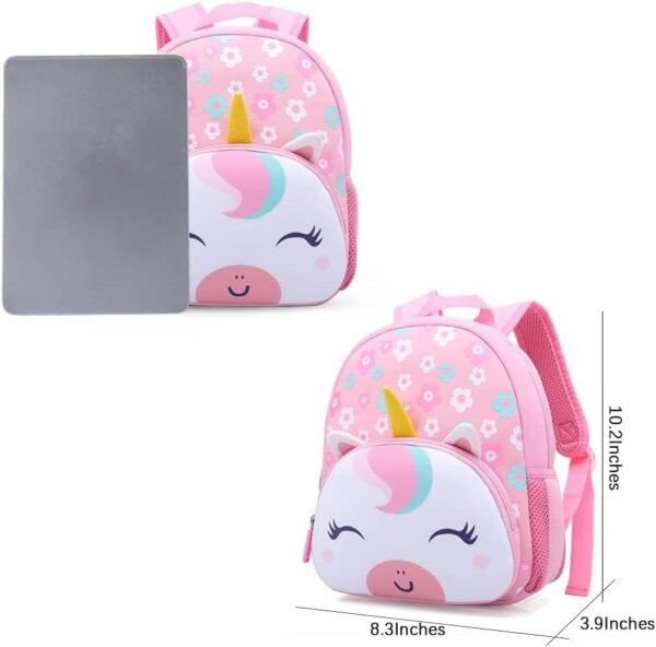 KK CRAFTS Preschool Backpack Toddler Neoprene Animal Schoolbag Lunch backpack for Kids Boys Girls(Floral Unicorn) - Image 4