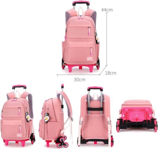 Rolling Backpack,Backpack with Wheels,Kids Roller Backpack for Girls Boys Travel Bag on Wheels Kids Trolley School Bag,Blue - Image 2