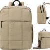 CLUCI Quilted Travel Backpack for Women,Lightweight Carry on Backpack for Airplanes, Puffy Gym Bag with Shoe Compartment,TSA Personal Item Travel Bag fits 15.6" Laptop Daypack for Weekender Pale Camel