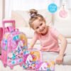 4PCS Rolling Backpack for Girls,Kids Unicorn Bookbag with Roller Wheels, Suitcase School Bag Set for Toddler Elementary - Image 9