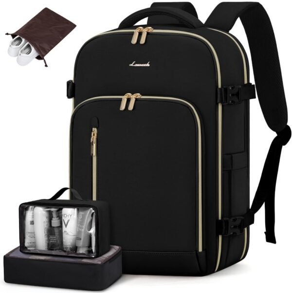 LOVEVOOK Carry on Backpack, Travel Backpack for Women Flight Approved, Waterproof Large Personal Item Travel Bag with 3 Packing Cubes, Daypack Luggage Weekender Overnight Backpack