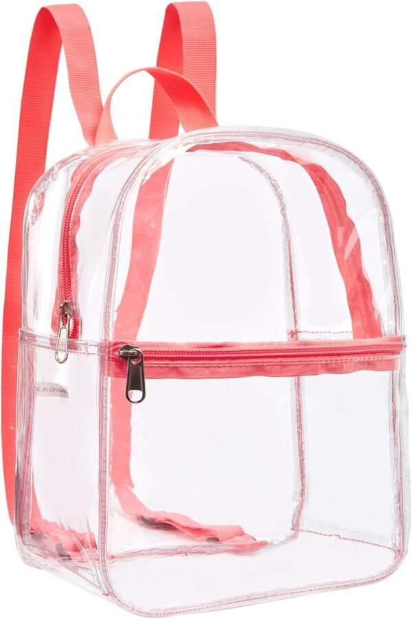 Clear Backpack Stadium Approved,Heavy Duty Cold-Resistant Transparent PVC Backpack with Work, Security Travel & Stadium(Pink)