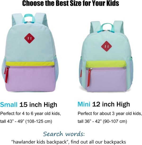 HawLander Preschool Backpack for Toddler Girls, Kids School Bag, Ages 3 to 7 years old, Small, Light Green - Image 5