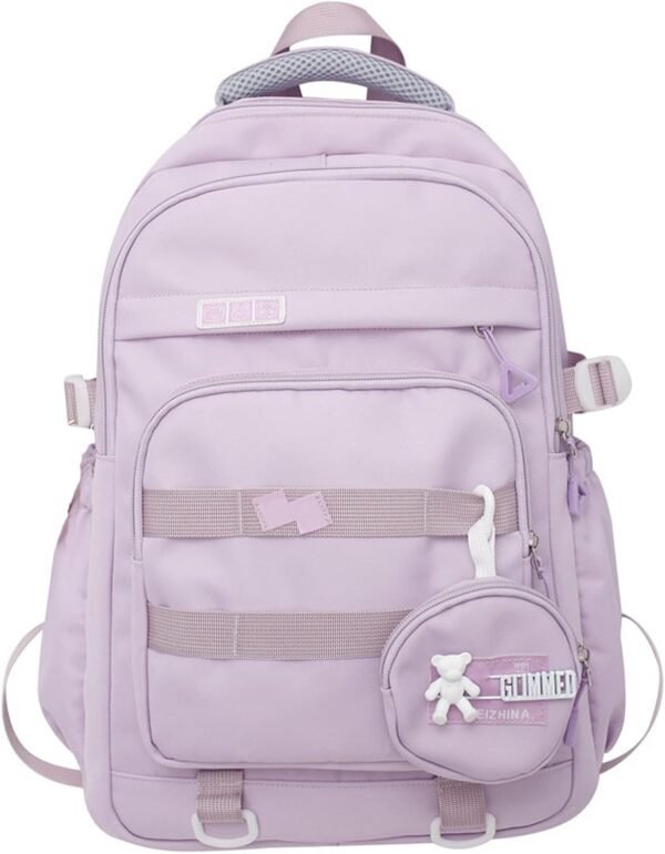 Cute School Backpack for Teen Girls Backpack for School Aesthetic College Backpack for Kids Students Large Travel Laptop Capacity Casual Daypacks Solid Color(Purple)