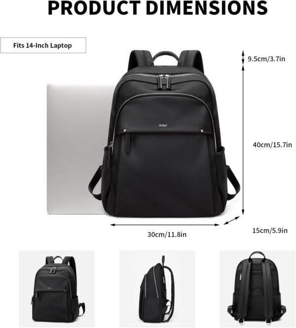 GOLF SUPAGS Laptop Backpack for Women Computer Bag Fits 14 Inch Notebook Travel College Work Backpack Purse (Black) - Image 4