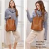 S-ZONE Leather Backpack Purses for Women Antitheft Soft Rucksack Ladies Shoulder Bag Medium - Image 2