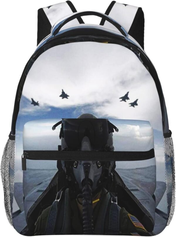 Backpack for Boys Girls Kids, Fighter Pilot Aircraft Airplane Plane Backpack Travel School Bag Bookbag Schoolbag Daypack for Men Teens Children