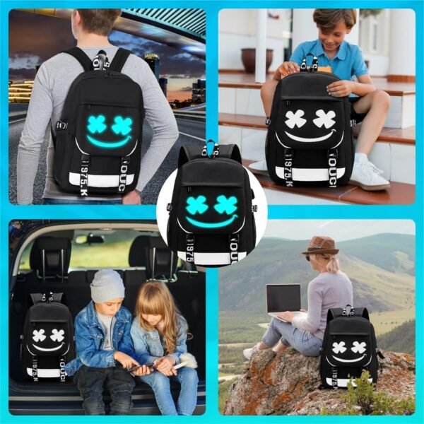 Kids Backpack Boys Anime Backpack Bookbag for Boys School Bag Boys Backpack 8-12 Years Old Middle School Travel Back Pack Teen with USB Charging Port Anti-Theft Lock Shoulder Bag Pensil Case - Image 3
