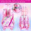 UFNDC 3PCS Rolling Backpack for Girls, Kids Unicorn School Backpacks with Wheels，Travel Roller Wheeled Bookbag - Image 2