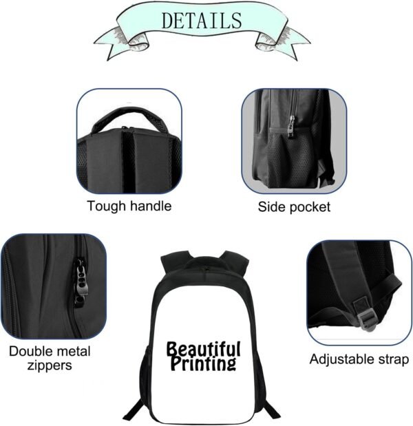 Qushy Unisex Backpack Travel Bag School Bag Casual Backpack School Set Pen Case Laptop Bag for Boys Girls Adult - Image 4