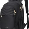LIGHT FLIGHT Travel Backpack for Women, 15.6" Laptop Backpack with USB Charging Hole, Water Resistant, Large Capacity, Black Daypack for College, Work, Casual Computer Bags