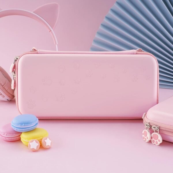 playvital Pink Cute Carrying Case for Nintendo Switch & Switch OLED, Portable Travel Storage Case for Switch - Image 6