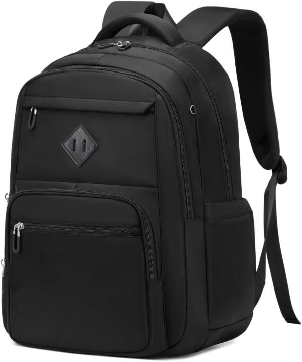 Lightweight Backpack for School, Classic College Backpack Multiple-pocket Bookbag for Teen Boys Girls Travel Backpack with Luggage Strap for Women Men, Black