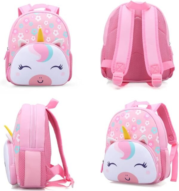 KK CRAFTS Preschool Backpack Toddler Neoprene Animal Schoolbag Lunch backpack for Kids Boys Girls(Floral Unicorn) - Image 2